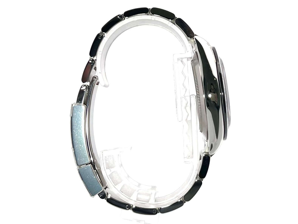 Rolex Daytona Edelstahl 116500LN weiß, Seitenansicht des polierten und satinierten Edelstahlgehäuses mit Oyster Armband