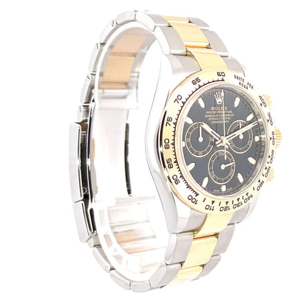 Rolex Daytona Edelstahl Gelbgold 116503 Schwarz mit schwarzem Zifferblatt, poliertem Edelstahl und 18 kt Gelbgold Armband, Jahr 2020.