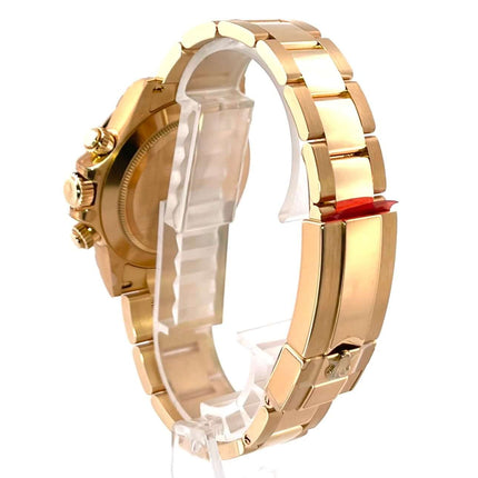 Rückansicht Rolex Cosmograph Daytona Gelbgold 116508 Grün mit 18 kt Gelbgold Armband und Faltschließe