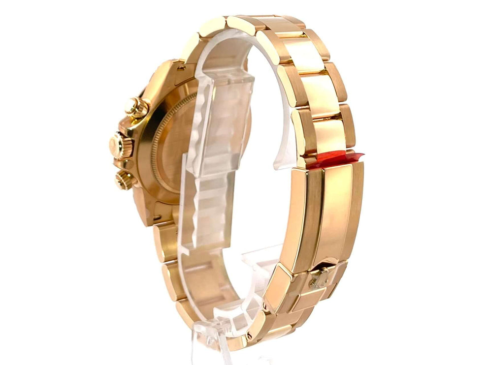 Rückansicht Rolex Cosmograph Daytona Gelbgold 116508 Grün mit 18 kt Gelbgold Armband und Faltschließe