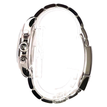 Seitenansicht des Rolex Cosmograph Daytona 116509 Weißgold Armbands und Gehäuses