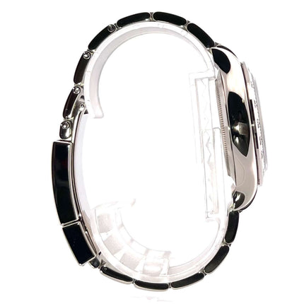 Rolex Cosmograph Daytona 116509 Weißgold Seitenansicht des Armbands und Gehäuses.