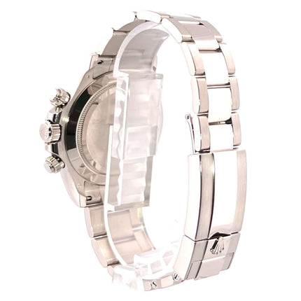 Rückseite des Rolex Cosmograph Daytona Weißgold Ref. 116509 mit poliertem und satiniertem Oyster-Armband und Faltschließe.