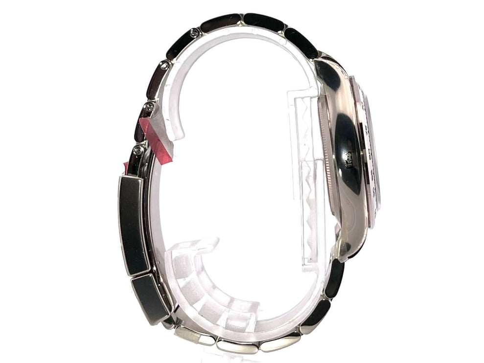 Rolex Cosmograph Daytona 116509 seitliche Ansicht des 18 kt Weißgoldgehäuses und Oyster-Armbands