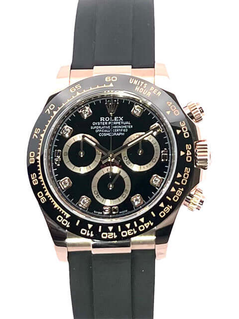 Rolex Daytona 116515 LN Everose-Gold Schwarz Diamant Oysterflex Armbanduhr mit 18 kt Gehäuse und schwarzem Zifferblatt