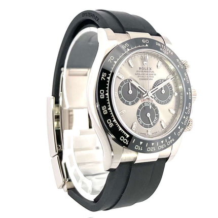 Rolex Daytona 116519LN Weißgold/Oysterflex Grau, 40 mm Gehäusedurchmesser, Keramik Lünette, schwarzes Zifferblatt, stahlgrau, 2019 Modell