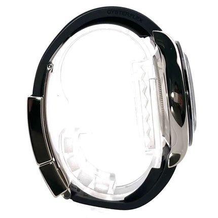 Seitenansicht Rolex Daytona 116519LN Weißgold Oysterflex Grau, Gehäuse aus 18 kt Weißgold, schwarzes Oysterflex-Band, Automatikwerk.