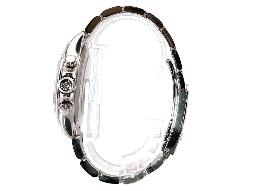 Rolex Daytona Edelstahl 116520 Schwarz Seitenansicht Armband und Gehäuse