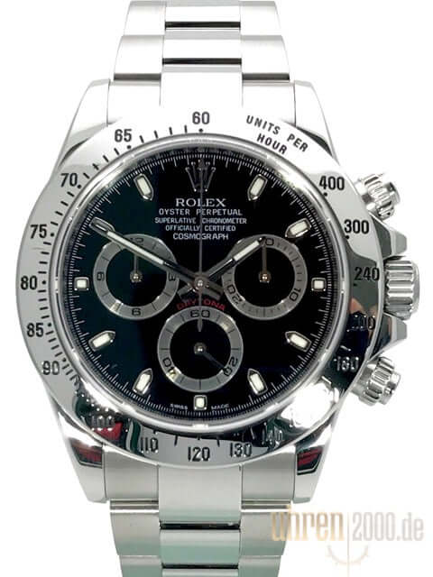 Rolex Daytona Edelstahl 116520 schwarz gebraucht LC100 aus