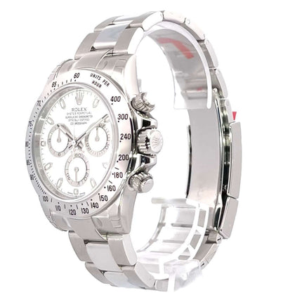 Rolex Daytona Edelstahl 116520 Weiß LC100 aus 2015 mit polierter und satinierter Edelstahlgehäuse und Oyster Edelstahl Armband.