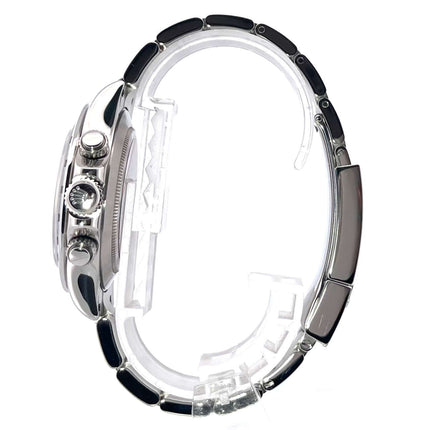 Rolex Daytona Edelstahl 116520 Weiß Seitenansicht des Oyster Edelstahlarmbands mit Sicherheitsfaltschließe