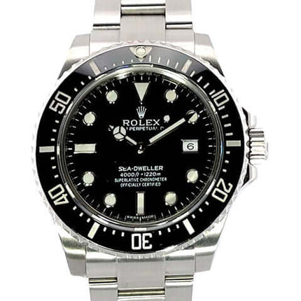 Rolex Sea-Dweller 4000 Ref. 116600 von 2014, Edelstahlgehäuse 40 mm, schwarzes Zifferblatt, Oyster Armband, einseitig drehbare Lünette.