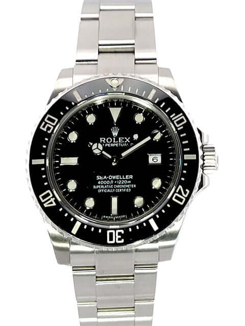Rolex Sea-Dweller 4000 Ref. 116600 von 2014, Edelstahlgehäuse 40 mm, schwarzes Zifferblatt, Oyster Armband, einseitig drehbare Lünette.