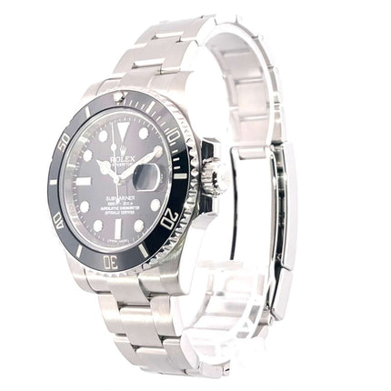 Rolex Submariner Date 116610LN Edelstahl Uhr mit schwarzem Zifferblatt und Edelstahlarmband, poliertes und satiniertes Gehäuse