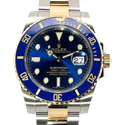 Rolex Submariner Date 116613LB Edelstahl-Gelbgold, blaues Zifferblatt, drehbare Lünette, Oyster Armband