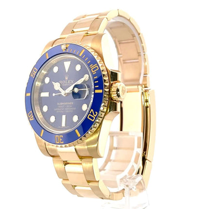 Rolex Submariner Date Gelbgold 116618LB, 40 mm Gehäuse, 18 kt Gelbgold, blaues Zifferblatt, drehbare Lünette mit blauer Keramik, Armband aus Gelbgold