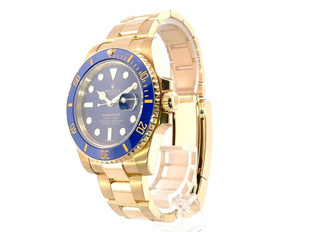Rolex Submariner Date Gelbgold 116618LB, 40 mm Gehäuse, 18 kt Gelbgold, blaues Zifferblatt, drehbare Lünette mit blauer Keramik, Armband aus Gelbgold