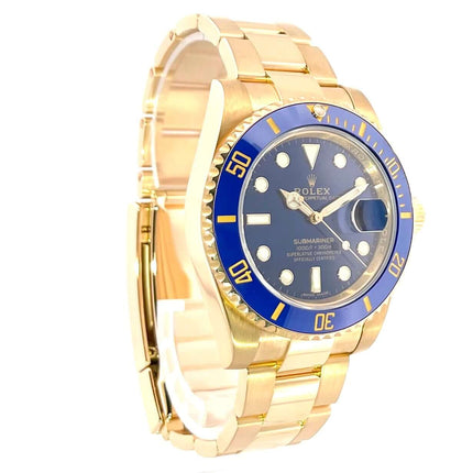 Rolex Submariner Date Gelbgold 116618LB mit blauem Zifferblatt und Keramik Lünette, Oyster Armband aus 18 kt Gelbgold