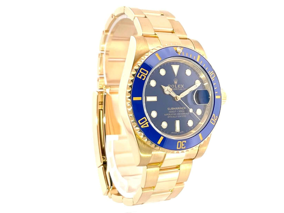 Rolex Submariner Date Gelbgold 116618LB mit blauem Zifferblatt und Keramik Lünette, Oyster Armband aus 18 kt Gelbgold