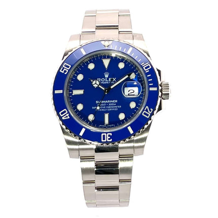 Rolex Submariner Date Weißgold 116619LB, aus 18 kt Weißgold, blaue Lünette und Zifferblatt, Oyster Armband, Automatik, aus dem Jahr 2019.
