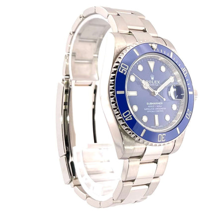 Rolex Submariner Date Weißgold 116619LB mit blauem Zifferblatt und Lünette aus Weißgold, poliert und satiniert, Automatik Uhr, Modell 2019.