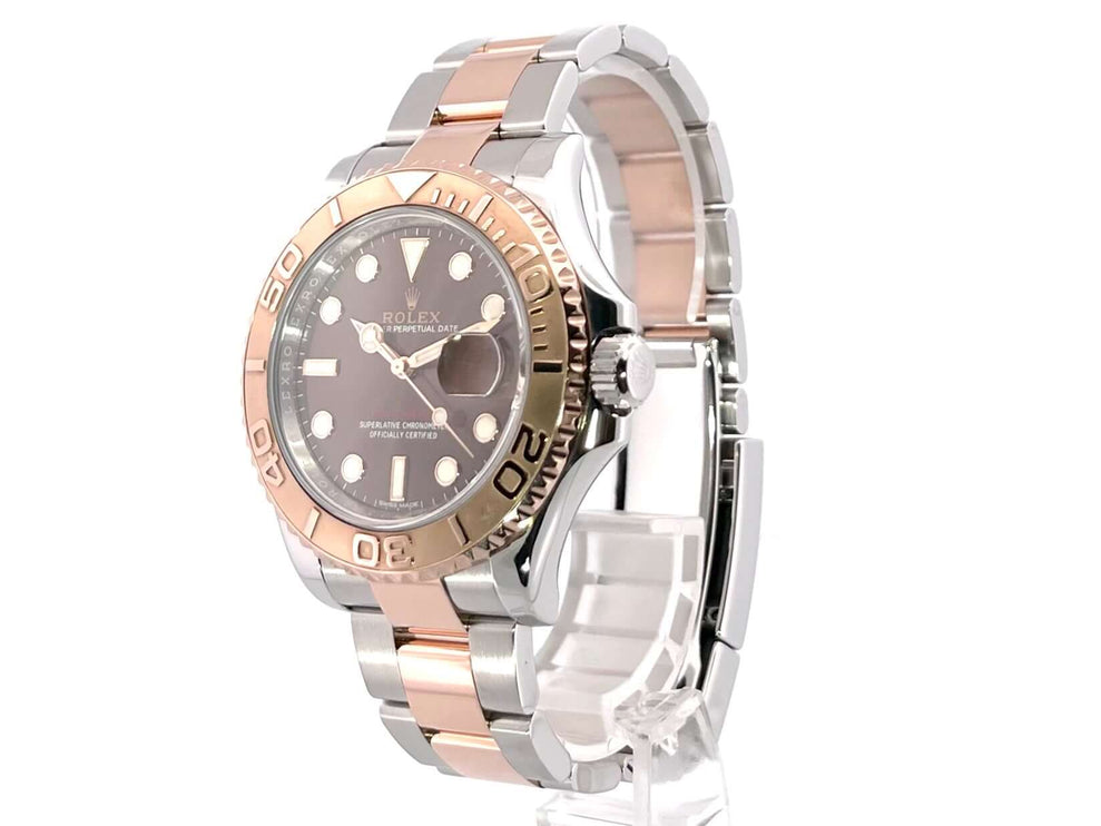 Rolex Yacht-Master 40 Edelstahl Everose-Gold 116621 mit braunem Zifferblatt und Oyster-Armband. Luxusuhr aus 2018.