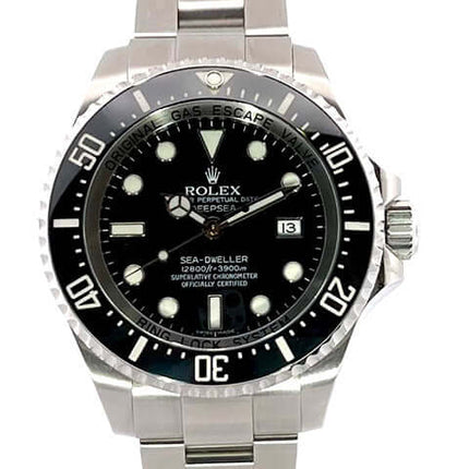 Rolex Sea-Dweller Deepsea 116660 aus Edelstahl mit schwarzem Zifferblatt und Keramik-Lünette, 44 mm Gehäuse, und Edelstahl-Armband