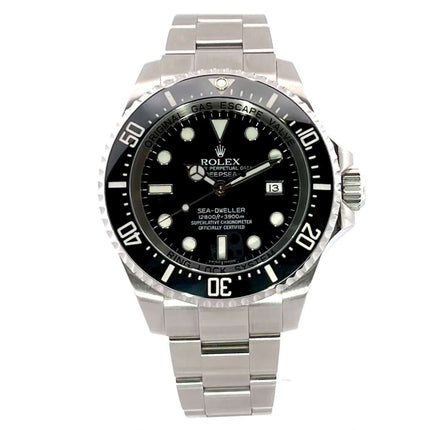 Rolex Sea-Dweller Deepsea 116660 aus Edelstahl, schwarzes Zifferblatt, Leuchtindizes und Leuchtzeiger, schwarzer Keramik-Lünette