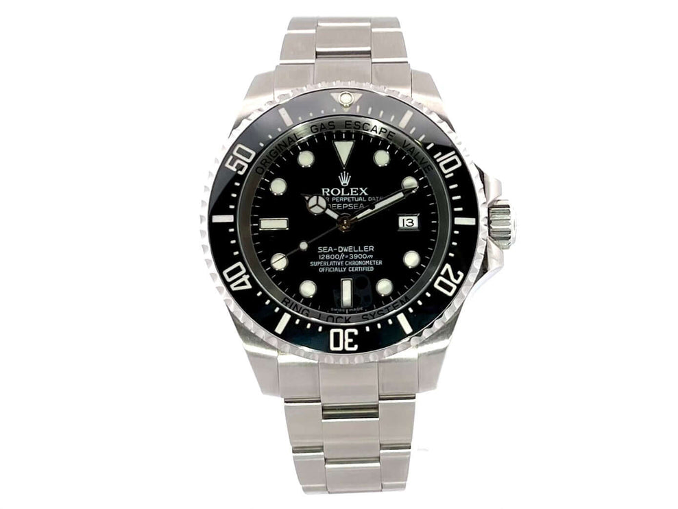 Rolex Sea-Dweller Deepsea 116660 aus Edelstahl, schwarzes Zifferblatt, Leuchtindizes und Leuchtzeiger, schwarzer Keramik-Lünette