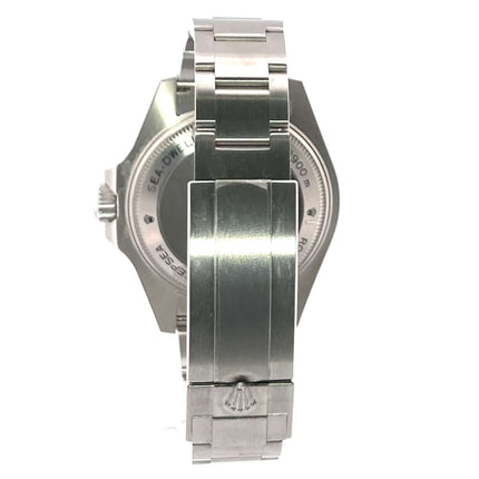 Rückseite der Rolex Sea-Dweller Deepsea 116660 mit Edelstahlgehäuse und Oyster-Armband