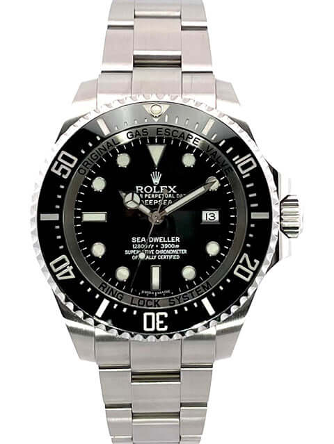 Rolex Sea-Dweller Deepsea 116660 aus Edelstahl mit schwarzem Zifferblatt und Keramik-Lünette, automatischer Uhrwerk, 44 mm Durchmesser.