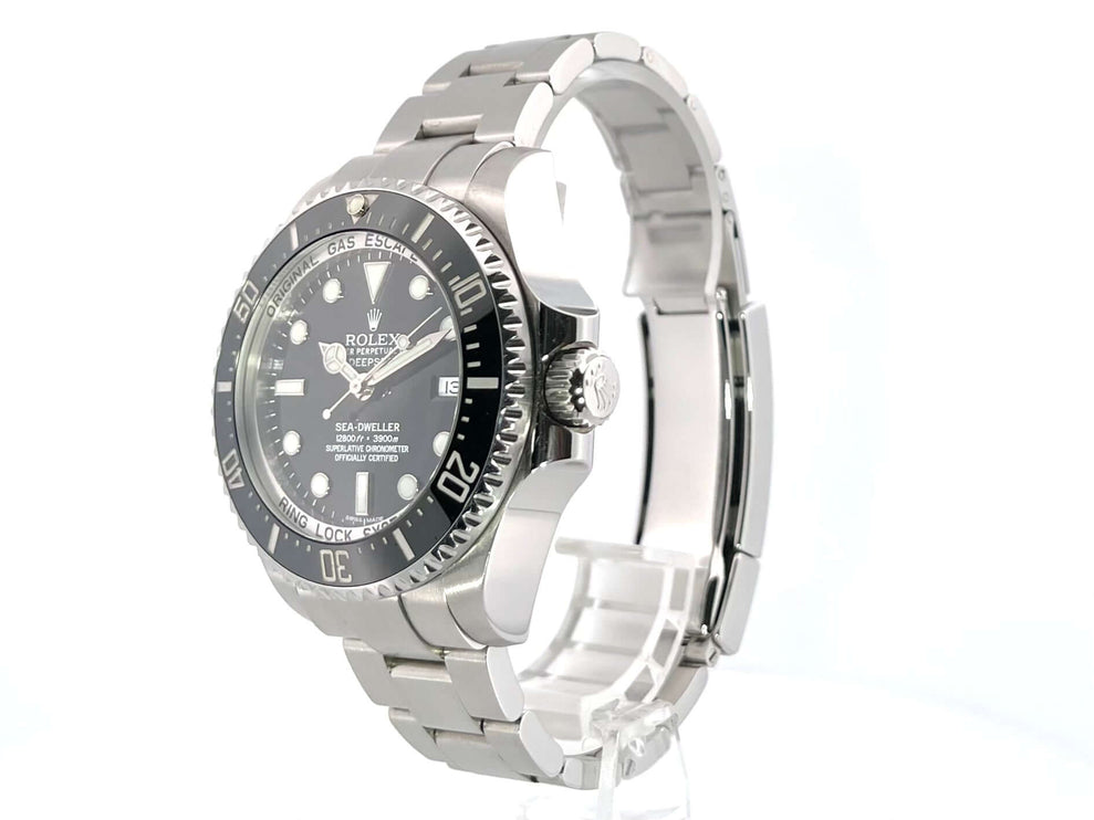 Rolex Sea-Dweller Deepsea 116660 Edelstahl Uhr mit schwarzem Zifferblatt und Keramiklünette, poliertes und satiniertes Gehäuse, 2010 Modell