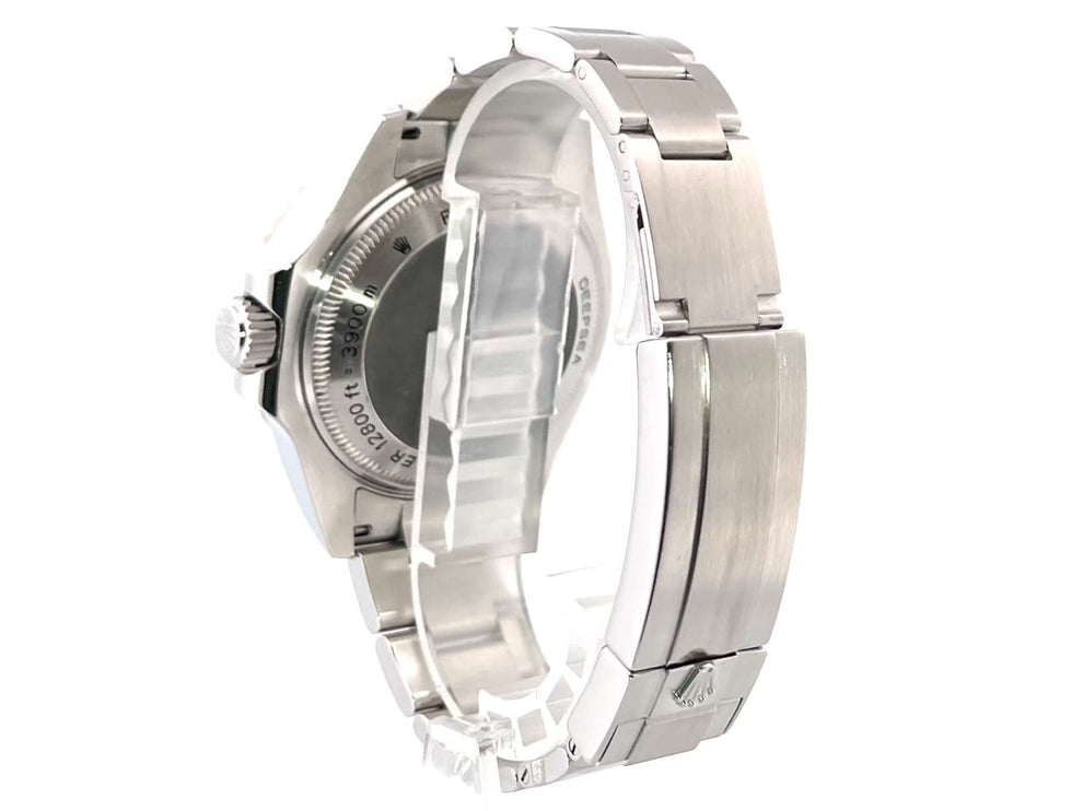 Rückseite des Rolex Sea-Dweller Deepsea 116660 aus Edelstahl mit Oyster Armband und Sicherheitsfaltschließe, Baujahr 2012.