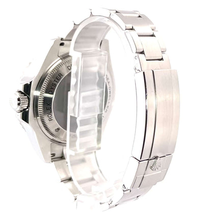 Rückansicht der Rolex Sea-Dweller Deepsea 116660 aus Edelstahl mit Oyster Armband und Sicherheitsfaltschließe