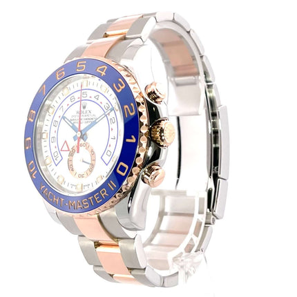 Rolex Yacht-Master II 116681, Edelstahl und 18 kt Everose-Gold, 44 mm, blau-weiße Keramiklünette, Edelstahl- und Everose-Gold Armband.