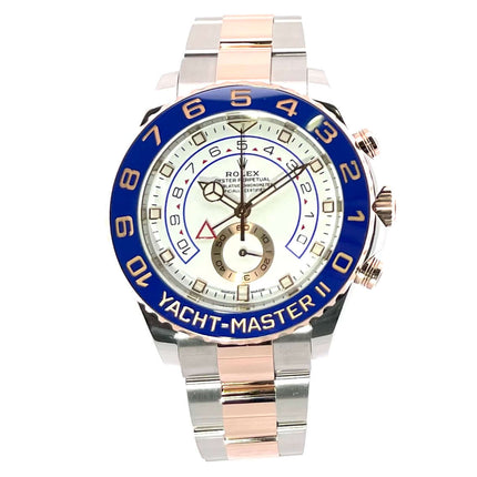 Rolex Yacht-Master II 116681 2019 Edelstahl und Everose-Gold mit blauem Keramikring und weißem Zifferblatt