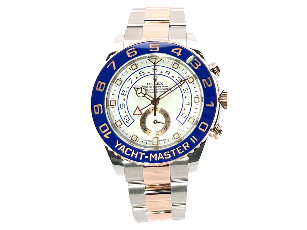 Rolex Yacht-Master II 116681 2019 Edelstahl und Everose-Gold mit blauem Keramikring und weißem Zifferblatt