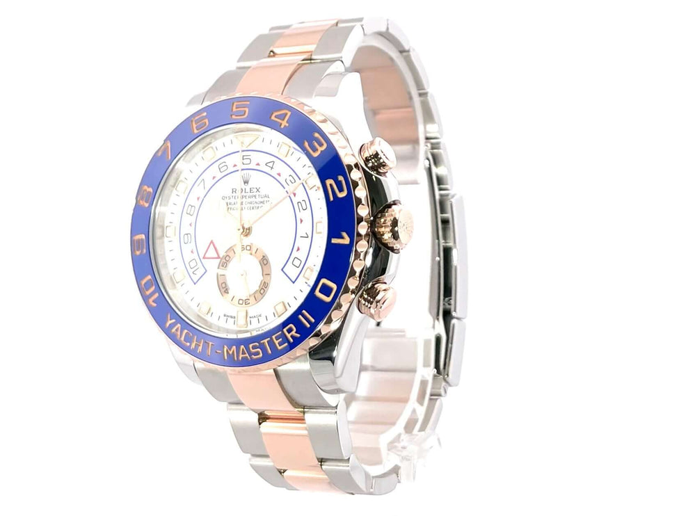 Rolex Yacht-Master II 116681 Edelstahl Everose-Gold Uhr mit blauem Keramik-Ziffernblatt und Oyster Armband aus Edelstahl und 18 kt Everose-Gold.