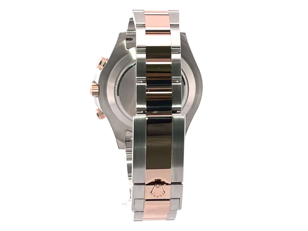 Rückansicht der Rolex Yacht-Master II 116681, Edelstahl und 18 kt Everose-Gold mit Oyster Armband, poliert und satiniert.