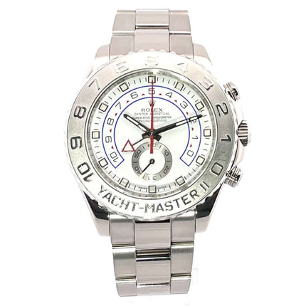 Rolex Yacht-Master II 116689 Weißgold, 18 kt Weißgold gehäuse, Platinlünette, weißes Zifferblatt, Oyster Armband, luxuriöse Herrenarmbanduhr