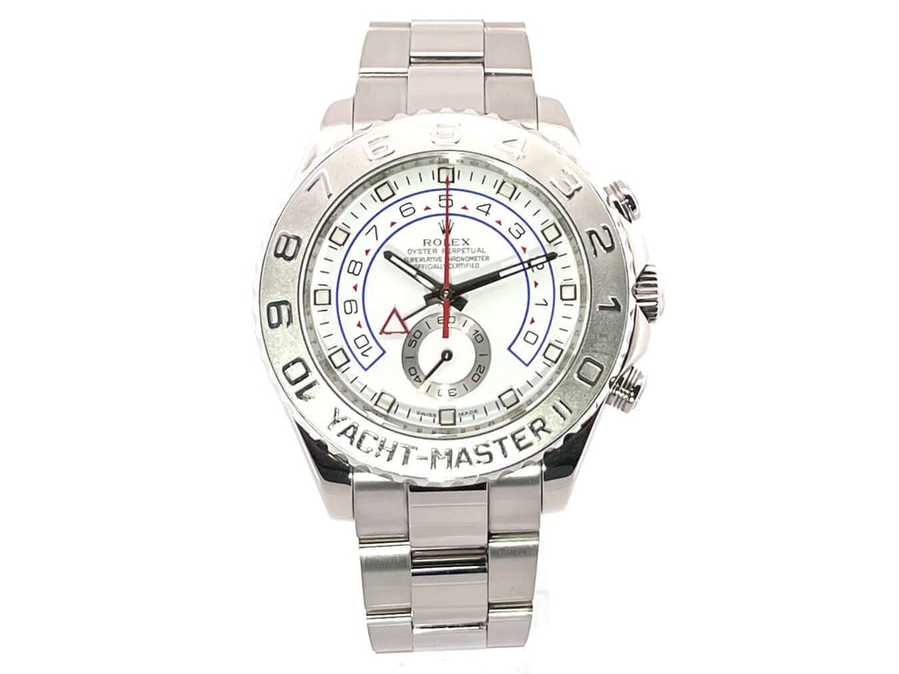 Rolex Yacht-Master II 116689 Weißgold, 18 kt Weißgold gehäuse, Platinlünette, weißes Zifferblatt, Oyster Armband, luxuriöse Herrenarmbanduhr