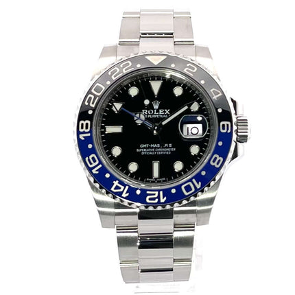 Rolex GMT Master II Edelstahl 116710BLNR, schwarz/blaues Zifferblatt, Edelstahlband, poliert und satiniert, Jahrgang 2018