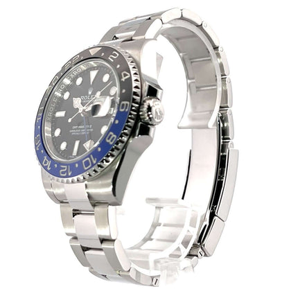 Rolex GMT Master II Edelstahl 116710BLNR, 40mm Gehäuse, blau/schwarze Keramik Lünette, schwarzes Zifferblatt, Oyster Edelstahlband, Sicherheitsfaltschließe