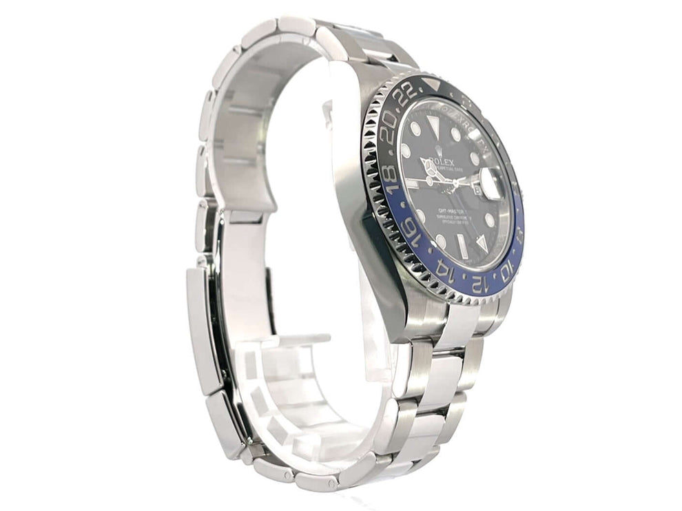 Rolex GMT Master II Edelstahl 116710BLNR, 2015, poliertes und satiniertes Edelstahlgehäuse, blau/schwarze Keramik Lünette, schwarzes Zifferblatt