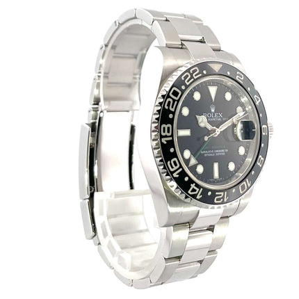 Rolex GMT-Master II Edelstahl 116710LN, schwarzes Zifferblatt, poliertes und satiniertes Edelstahlgehäuse, Keramik Lünette, aus 2012.