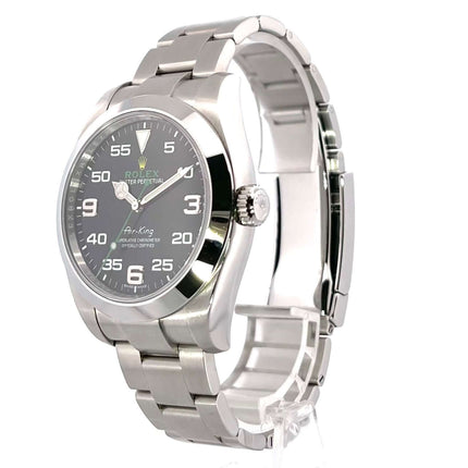 Rolex Oyster Perpetual Air-King 116900 aus Edelstahl, schwarzes Zifferblatt, polierte Lünette und Oyster Armband