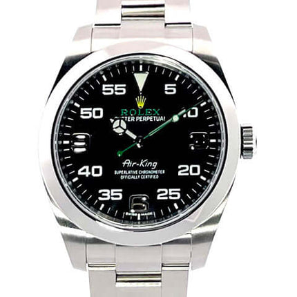 Rolex Oyster Perpetual Air-King 116900 Edelstahlgehäuse, schwarzes Zifferblatt mit arabischen Leuchtziffern, 40mm, ungetragen 2023.