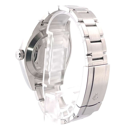 Rückansicht des Rolex Oyster Perpetual Air-King 116900, Edelstahlarmband mit polierter und satinierter Oberfläche, Faltschließe.