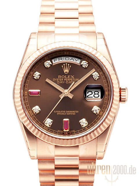 Rolex Day-Date 36 118235 Everose Gold Choco Diamond Ruby
