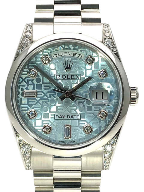 Rolex Day-Date 36 Platin 118296 Eisblau Diamant aus 2010 – Uhren2000